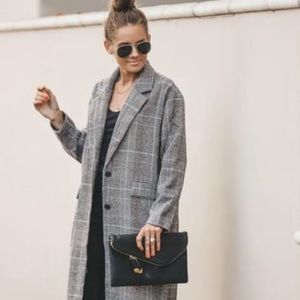 NWT Ellison Gray Plaid Coat Jacket Size Small